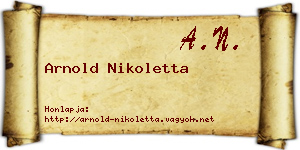 Arnold Nikoletta névjegykártya